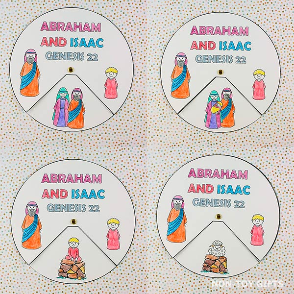 Christian craft for children – Abraham and Isaac story wheel with interactive spinner activity