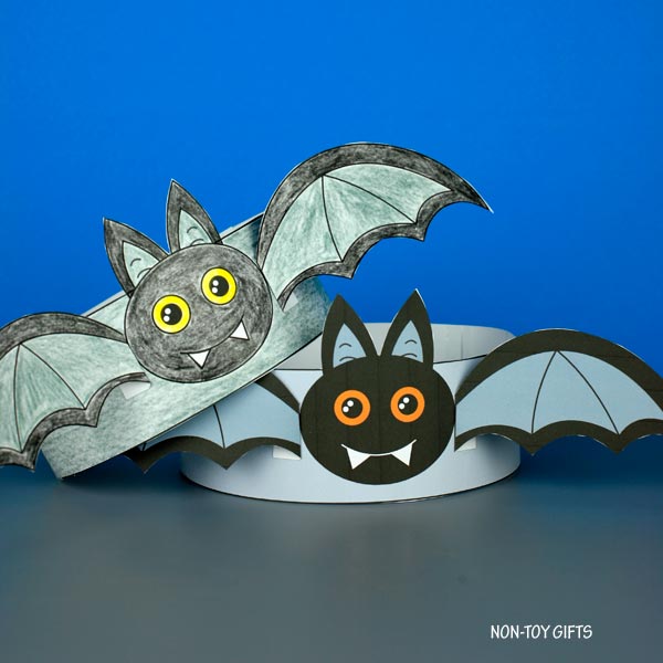 Bat Paper Hat - Halloween Coloring Crown