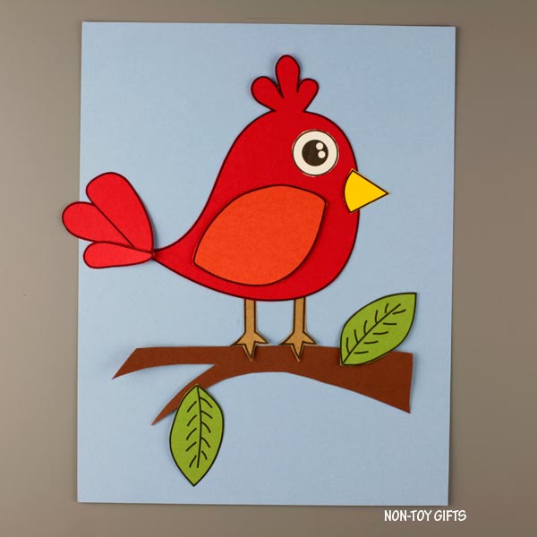 Simple paper bird craft printable template for classroom