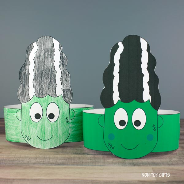 Frankenstein's Bride Paper Hat - Halloween Coloring Crown