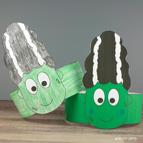 Frankenstein's Bride Paper Hat - Halloween Coloring Crown