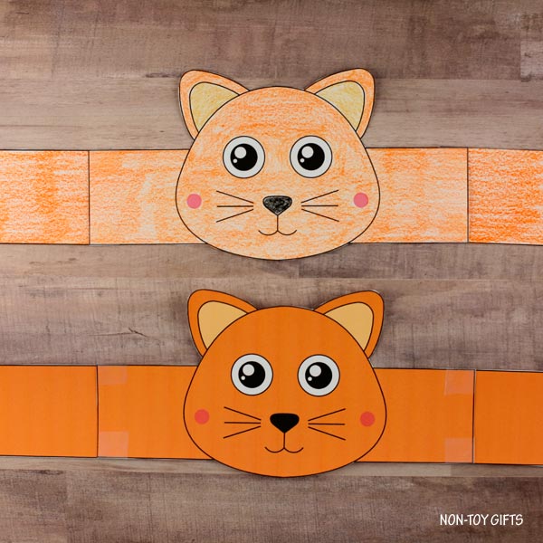 Cat Paper Hat - Farm Animal Headband - Coloring Craft Activity