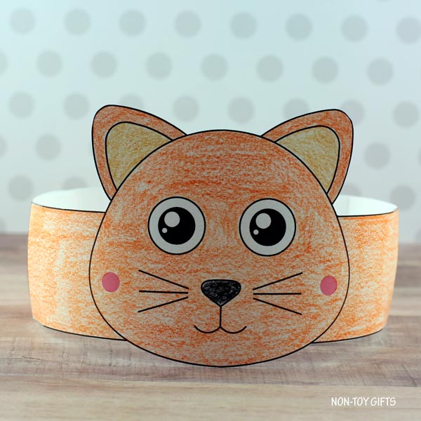 Cat Paper Hat - Farm Animal Headband - Coloring Craft Activity
