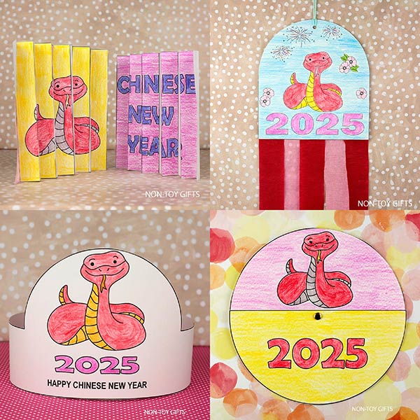2025 Chinese New Year snake craft printables for kids to make and celebrate the Year of the Snake