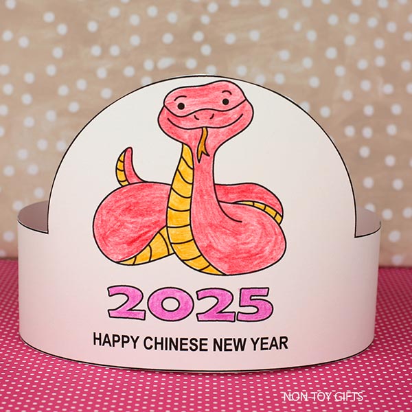 Chinese New Year snake paper hat craft for kids to make in 2025