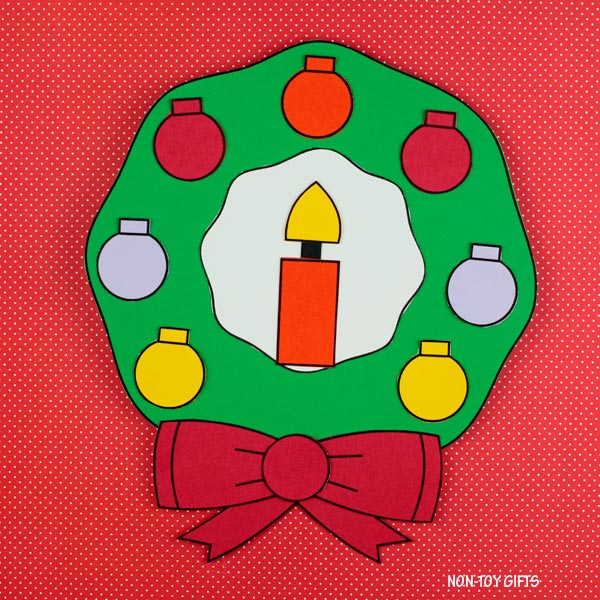 Cut-and-paste Christmas wreath template for children, perfect for teachers and parents