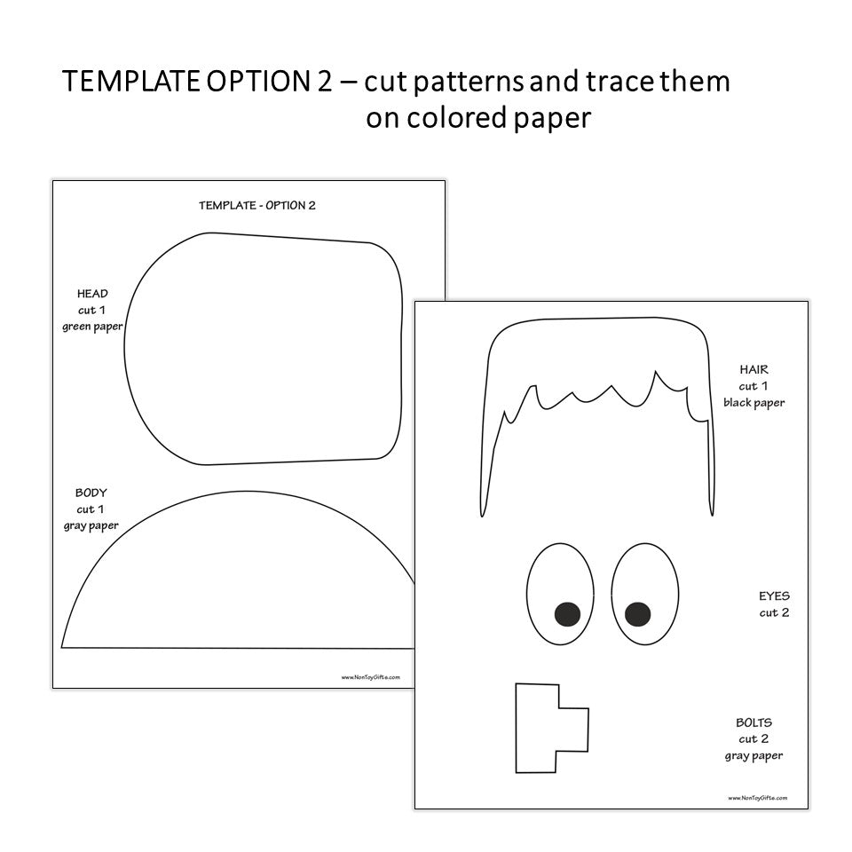 Instant download Frankenstein craft for kids, fun Halloween classroom and homeschool printable