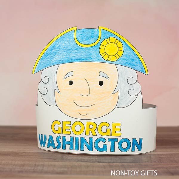 George Washington paper hat craft for kids to make for President's Day
