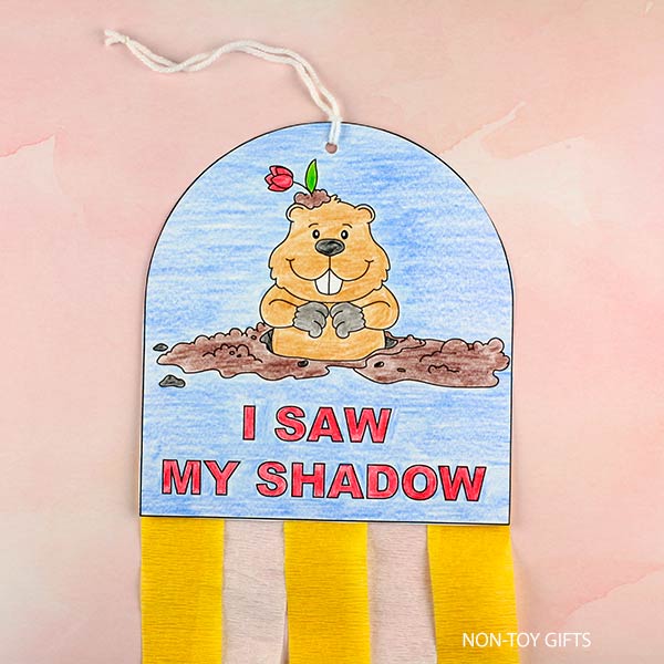 Groundhog Day coloring craft printable for kids
