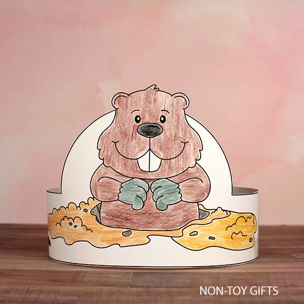 Groundhog Day Coloring Paper Hat Craft