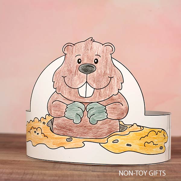 Groundhog Day Coloring Paper Hat Craft