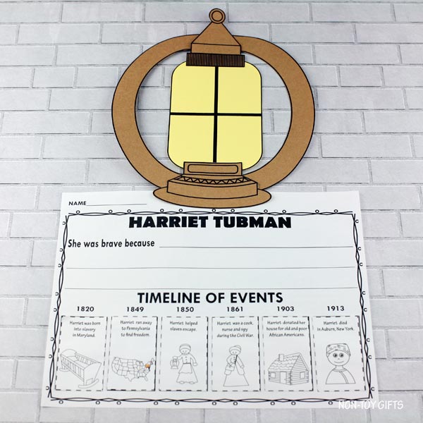 Harriet Tubman Craft and Writing Activity with Timeline