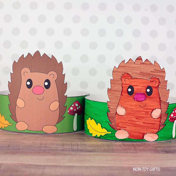 Hedgehog Paper Hat - Fall Coloring Crown - Animal Headband