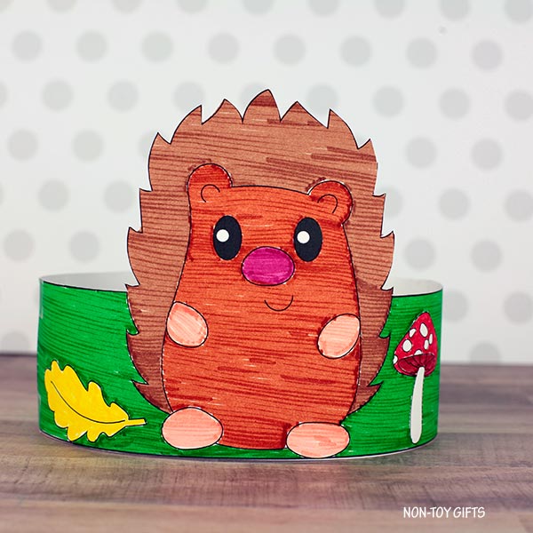 Hedgehog Paper Hat - Fall Coloring Crown - Animal Headband