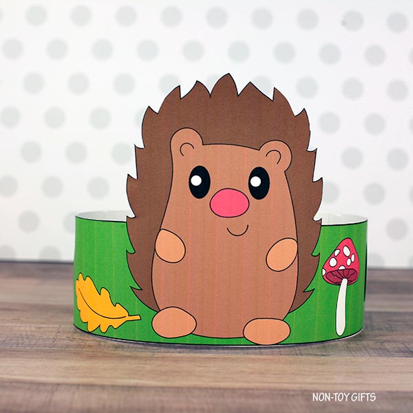 Hedgehog Paper Hat - Fall Coloring Crown - Animal Headband