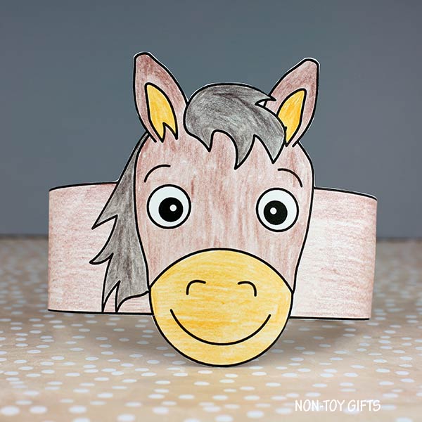 Horse Paper Hat - Farm Animal Craft - Coloring Activity