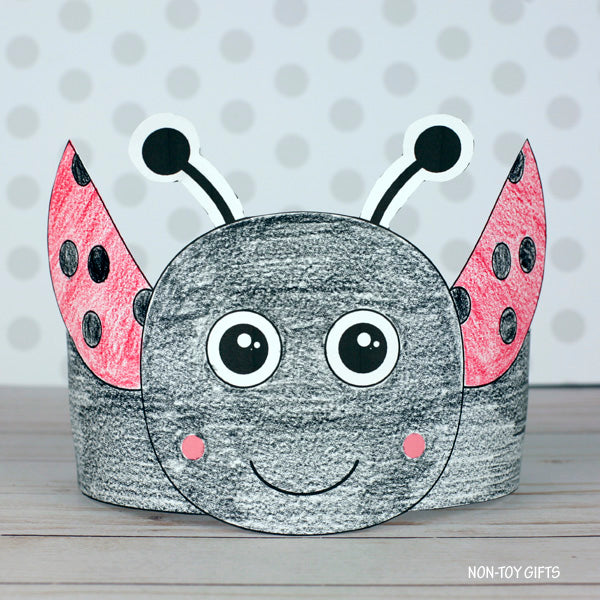 Ladybug Headband - Insect Paper Hat - Spring Coloring Crown Activity