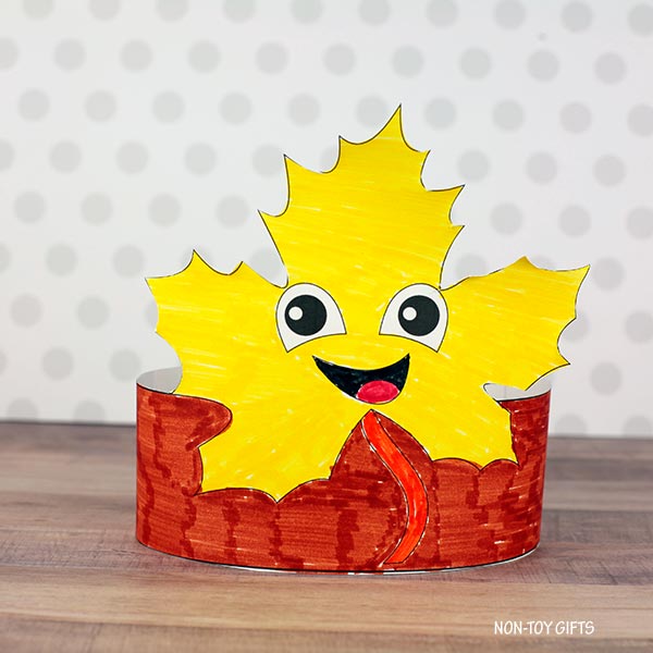 Leaf Paper Hat - Fall Coloring Crown - Nature Headband