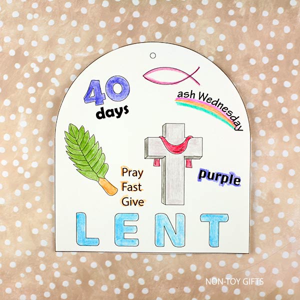 Lent Catholic coloring activity for preschoolers