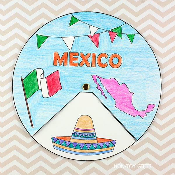 Educational Mexico spinner printable for preschool and early elementary students studying world geography and countries.