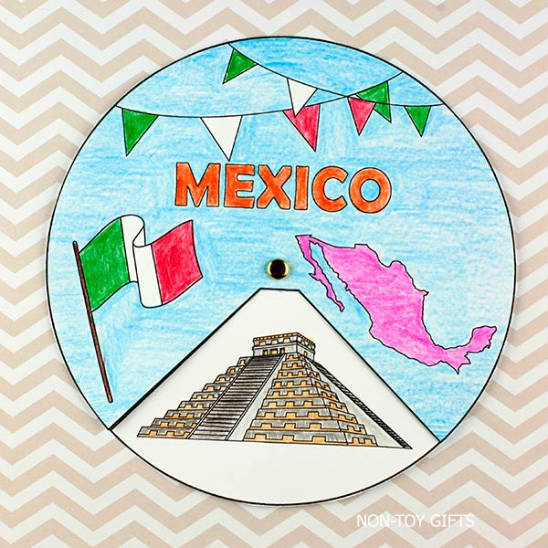 Printable cultural learning craft featuring Mexican icons, designed for classroom or homeschool social studies lessons. Great Cinco de Mayo craft printable.