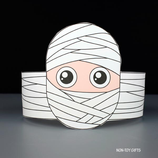 Mummy Paper Hat - Halloween Coloring Crown