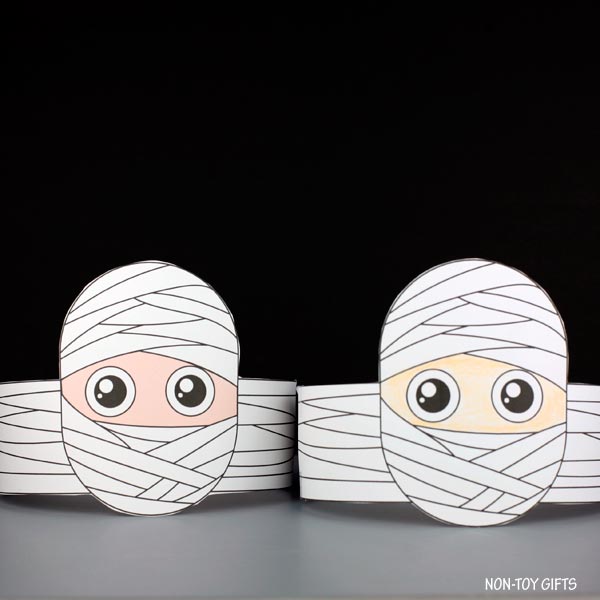 Mummy Paper Hat - Halloween Coloring Crown