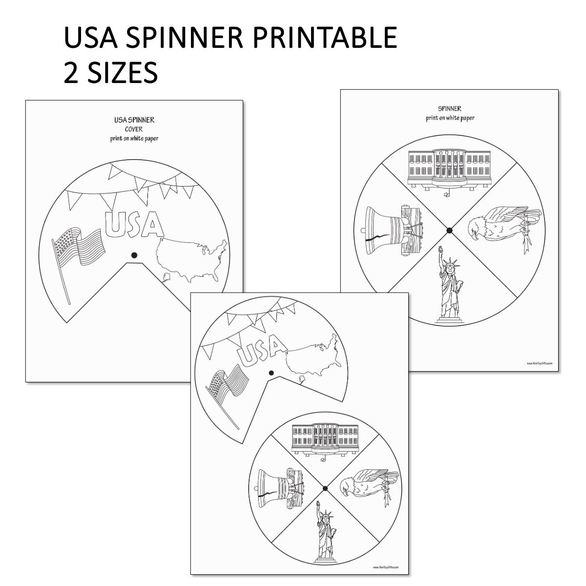 USA spinner craft printable for kids for the 4th of July