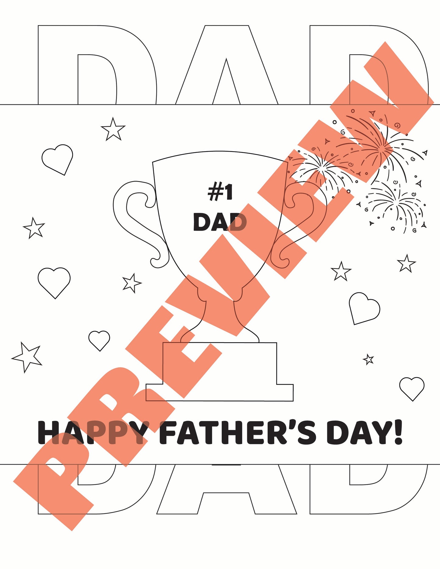 Father's Day coloring foloded craft printable for kids