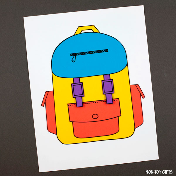 Paper backpack craft printable for first week of school