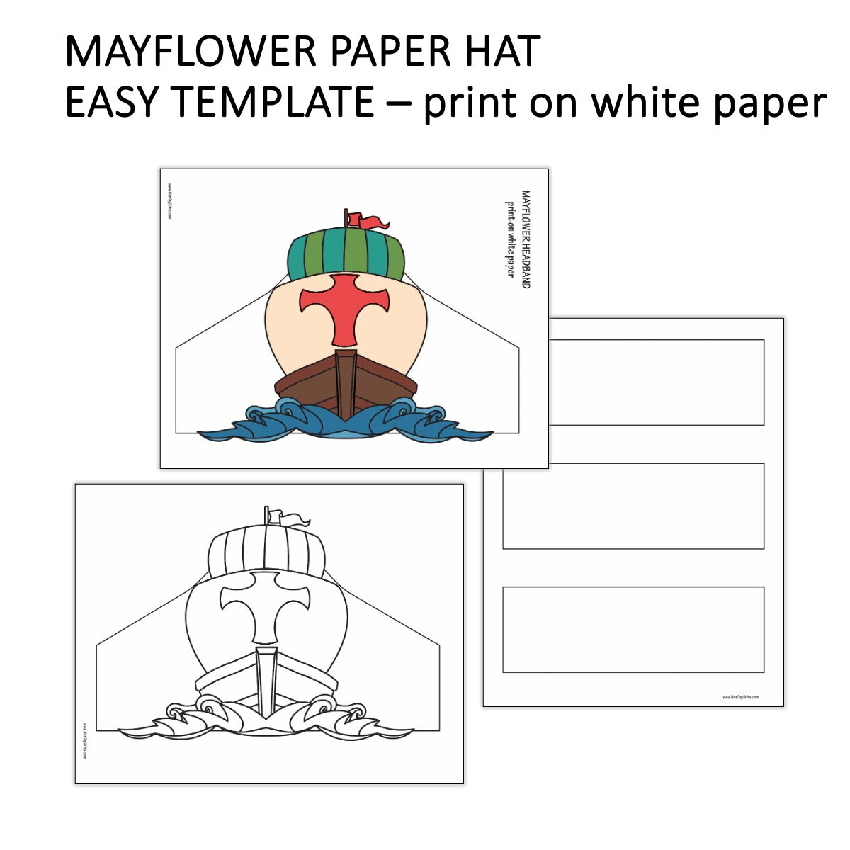 Mayflower Coloring Paper Hat Craft