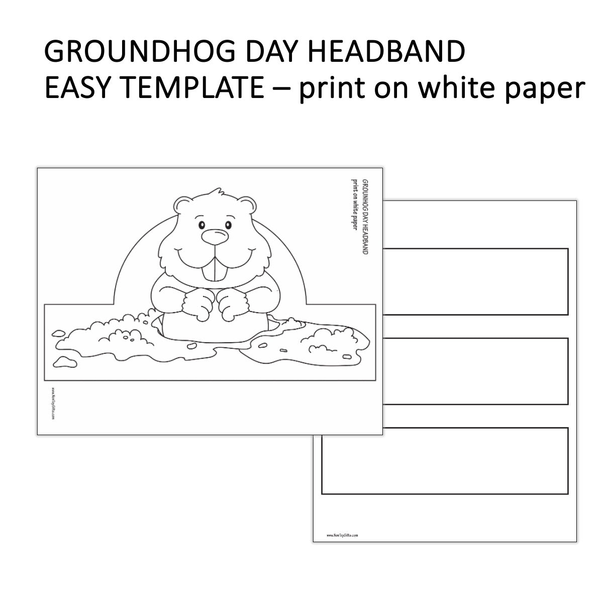 Groundhog Day Coloring Paper Hat Craft