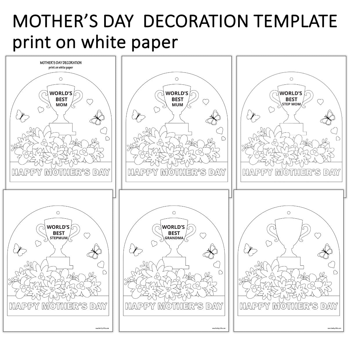 Mother's Day decoration craft template for kids
