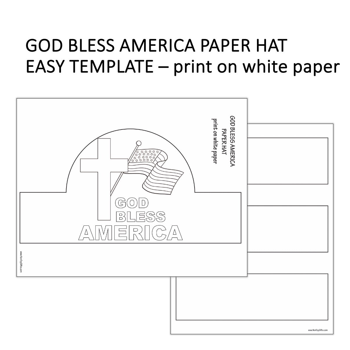 God bless America paper hat craft kids