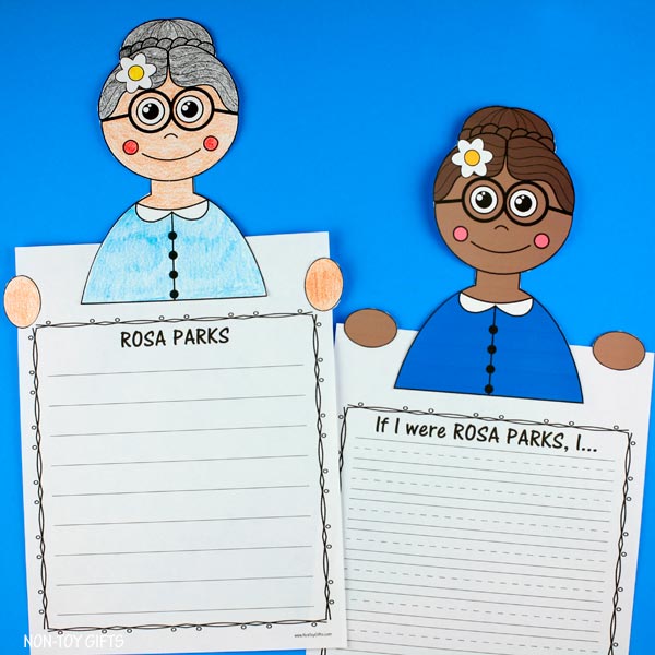 Rosa Parks color and write craft printable for kids