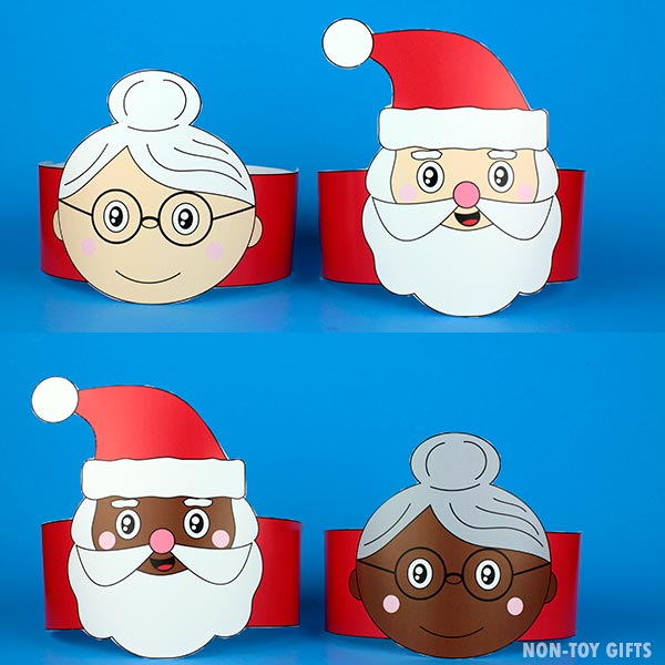 Santa Claus and Mrs Claus paper hats