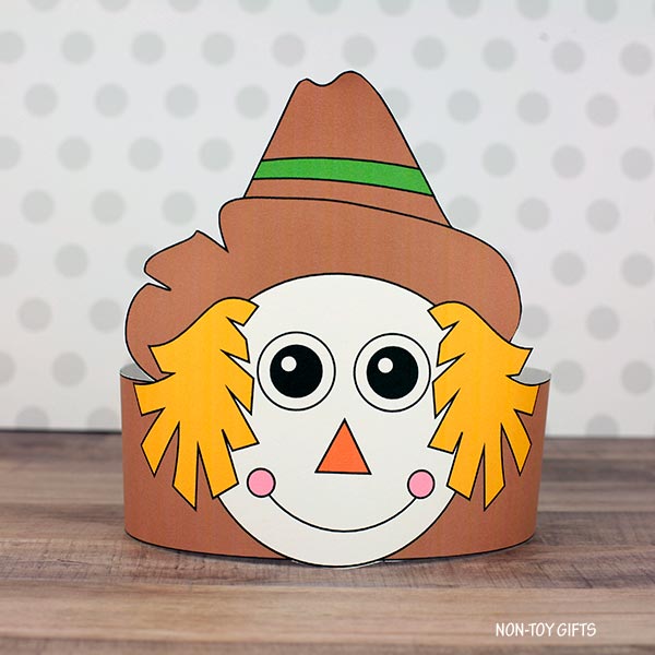 Scarecrow Paper Hat - Fall Coloring Crown - Autumn Headband