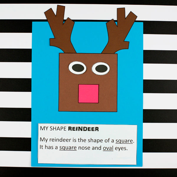 Christmas Shape Reindeer Printable β educational cut-and-paste craft that combines art and math for kids. Ideal for preschool classrooms, kindergarten centers, or homeschool learning.