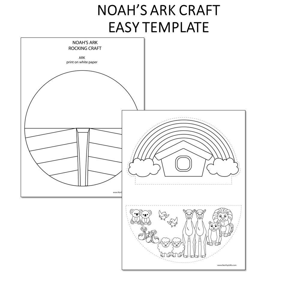 Noah's Ark Animals Rocking Craft - Bible Lesson - Bible Story Coloring Craft