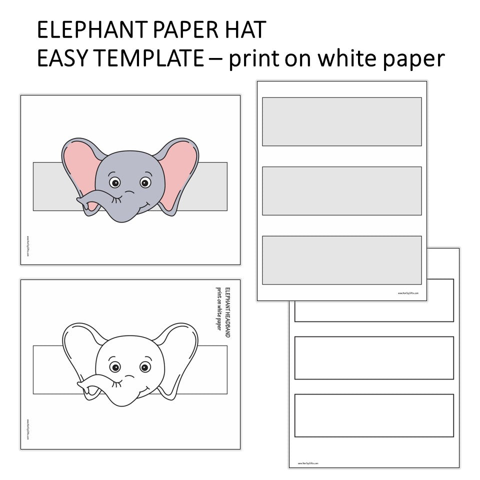 Elephant Headband - Animal Paper Hat