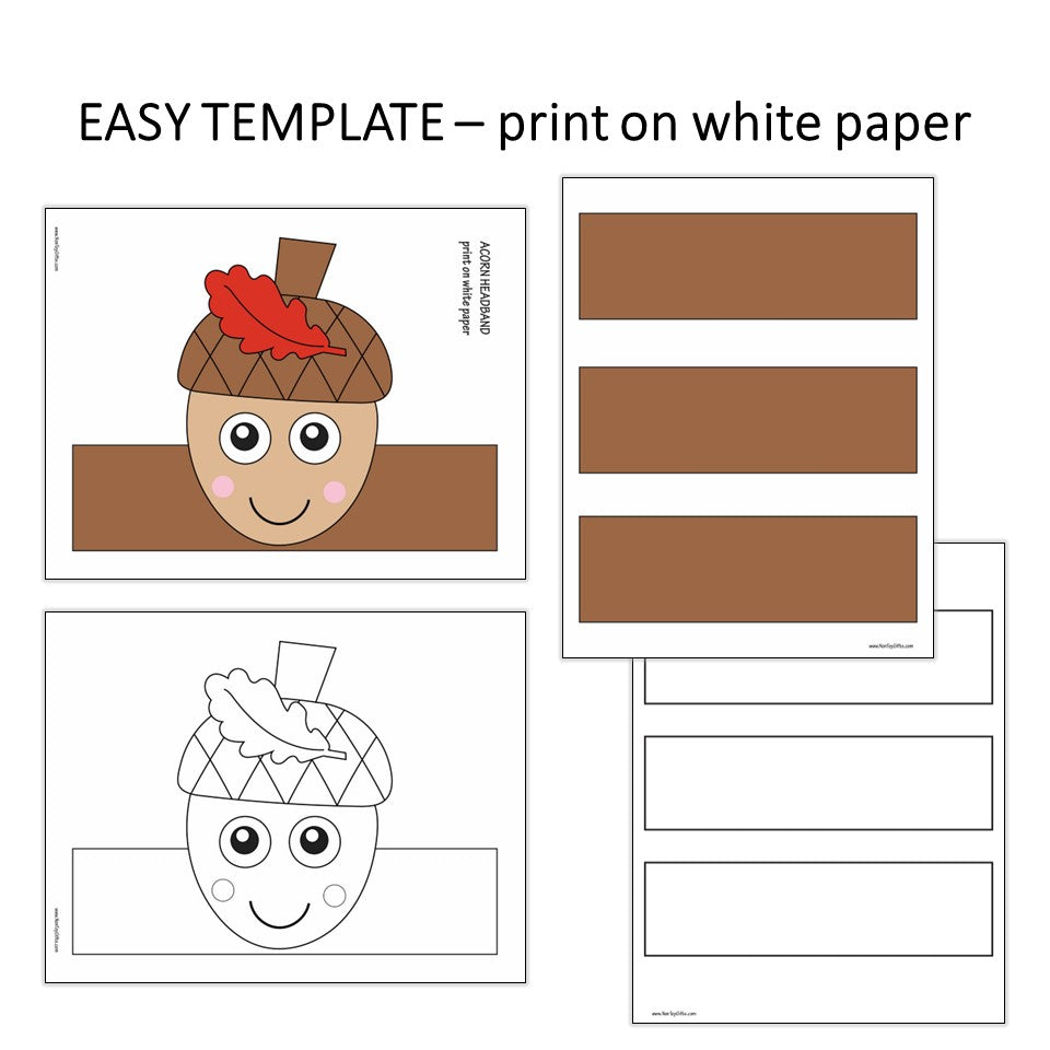 Acorn Paper Hat - Fall Coloring Crown - Autumn Headband