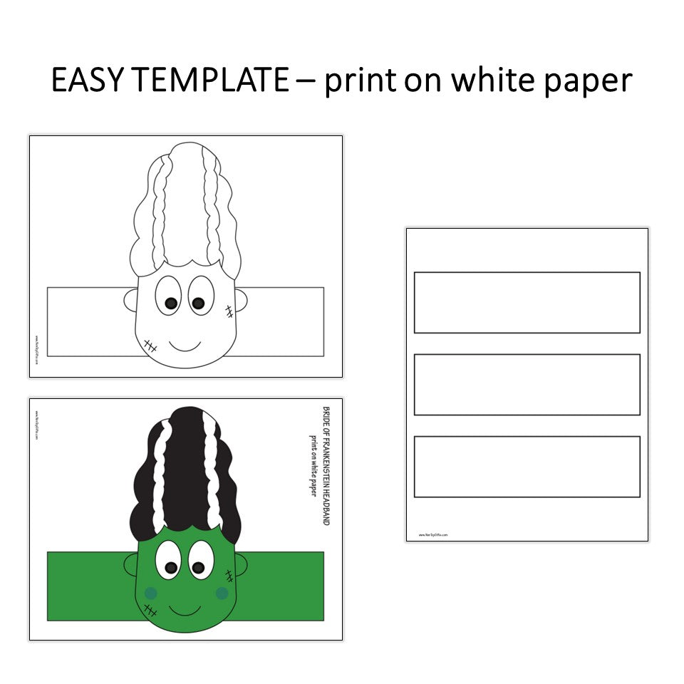 Frankenstein's Bride Paper Hat - Halloween Coloring Crown