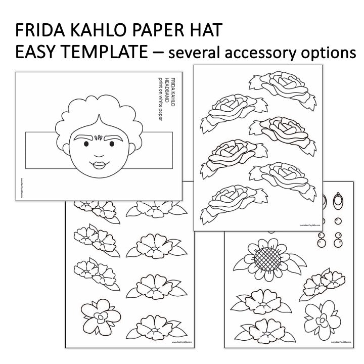 Frida Kahlo Coloring Paper Hat Craft