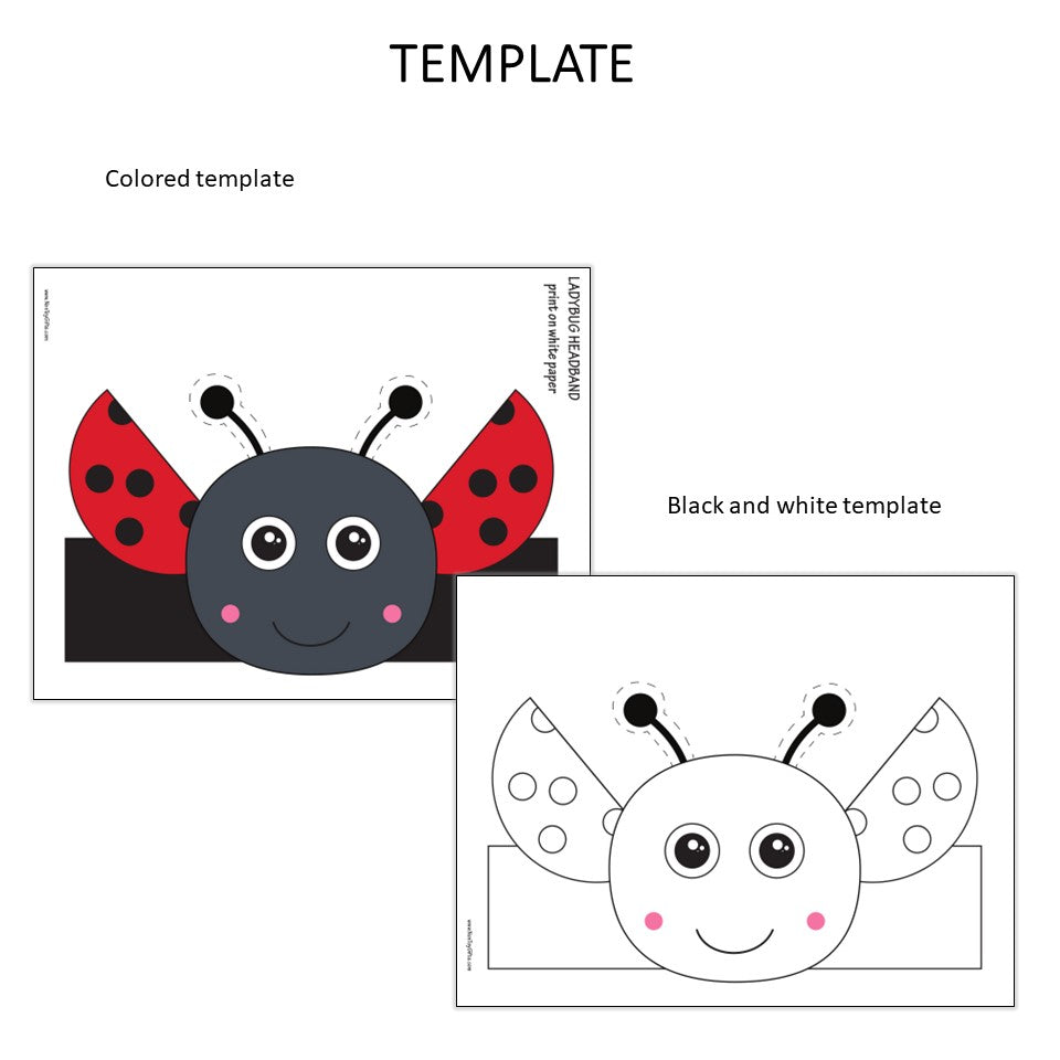Ladybug Headband - Insect Paper Hat - Spring Coloring Crown Activity