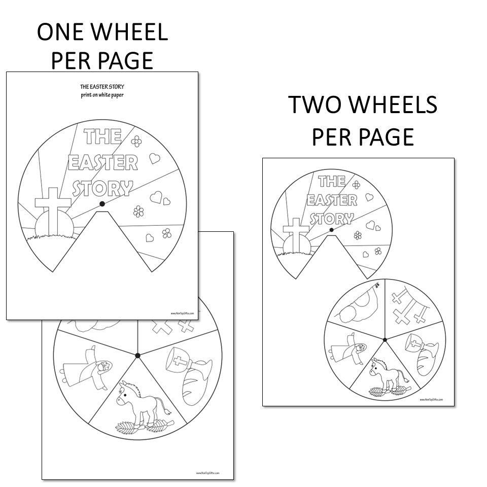 The Easter Story Craft - Easter Sunday School Craft - Coloring Wheel Spinner