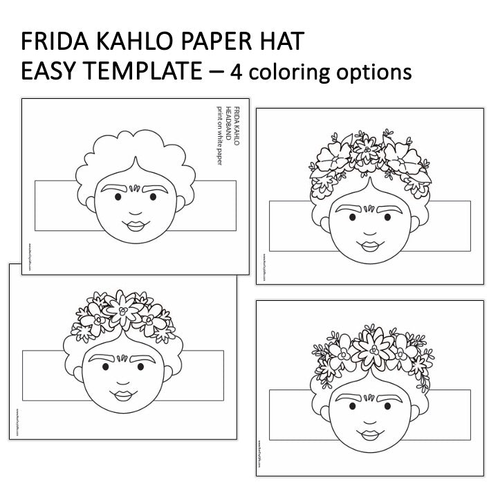 Frida Kahlo Coloring Paper Hat Craft