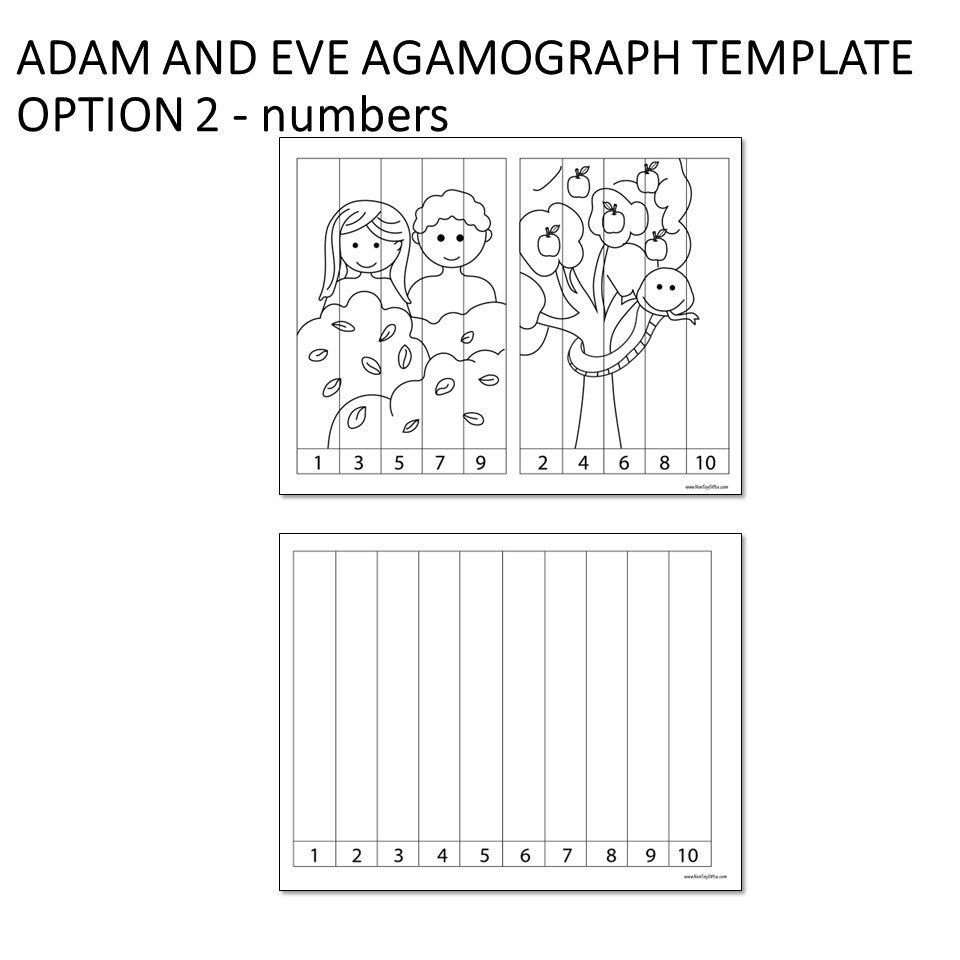 Adam and Eve agamograph template for Sunday School