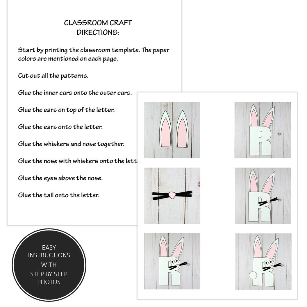 Letter R Craft - R is for Rabbit- Uppercase Letter R