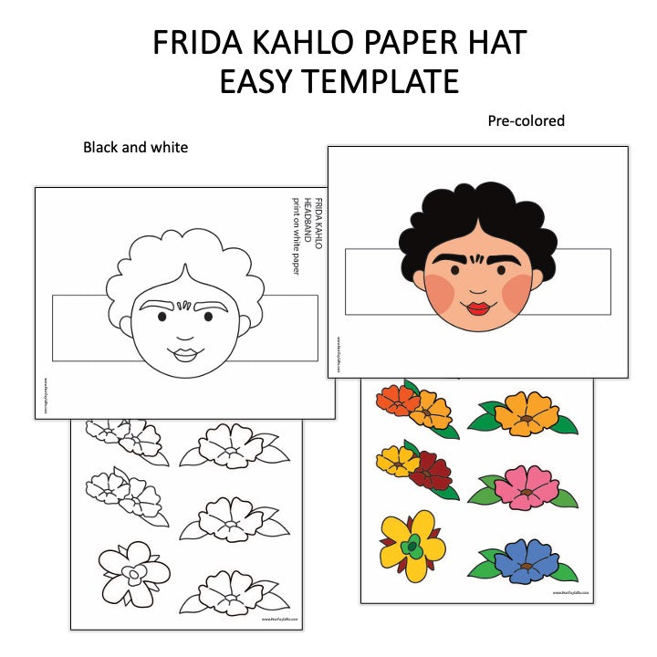 Frida Kahlo Coloring Paper Hat Craft