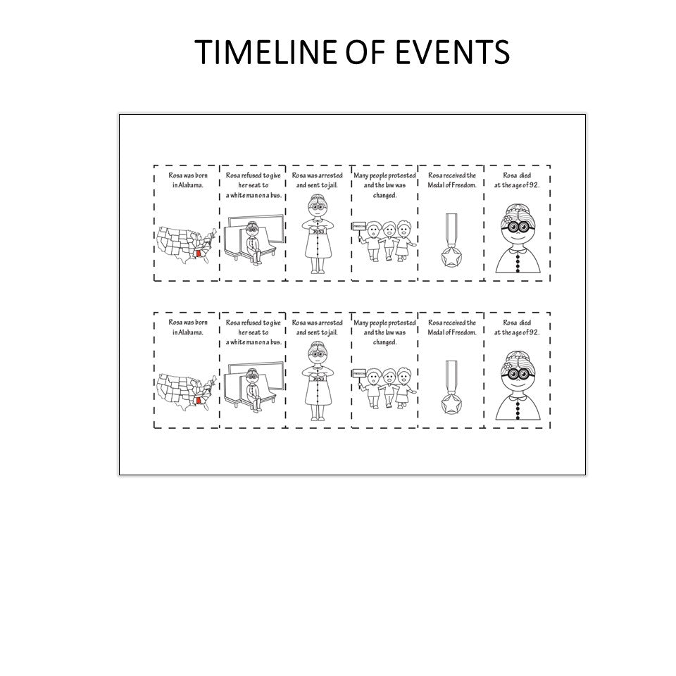 Rosa Parks Craft and Writing Activity with Timeline